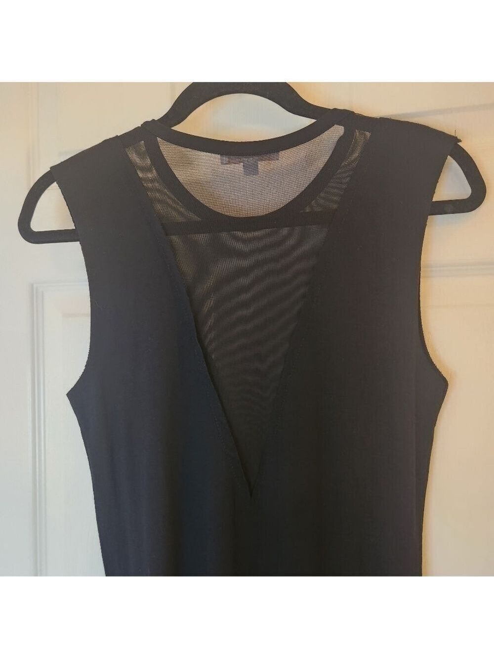 Don't Ask Why Sheer V-Dip Dress One Size Black Tshirt Material Viscose Nylon - Picture 6 of 12
